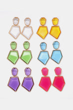 Carregar imagem no visualizador da galeria, Geometrical Shape Zinc Alloy Frame Resin Dangle Earrings
