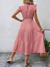 Carregar imagem no visualizador da galeria, Tied Ruffled Cap Sleeve Midi Dress
