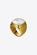 Load image into Gallery viewer, Stainless Steel 18K Gold-Plated Inlaid Shell Ring
