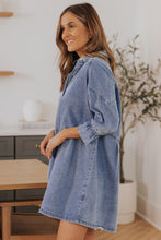 Carregar imagem no visualizador da galeria, Collared Neck Flounce Sleeve Denim Mini Dress
