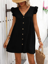 Carregar imagem no visualizador da galeria, Button Up V-Neck Cap Sleeve Mini Dress
