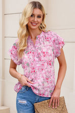 Load image into Gallery viewer, Floral Half-Button Flutter Sleeve Blouse
