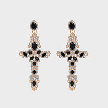 Load image into Gallery viewer, Rhinestone Alloy Cross Earrings
