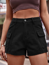 Carregar imagem no visualizador da galeria, High Waist Denim Shorts with Pockets
