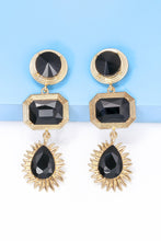 Load image into Gallery viewer, Geometrical Shape Zinc Alloy Frame Glass Dangle Earrings
