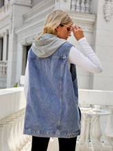 Carregar imagem no visualizador da galeria, Drawstring Pocketed Button Up Sleeveless Denim Jacket
