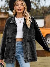 Carregar imagem no visualizador da galeria, Dropped Shoulder Denim Jacket with Pockets
