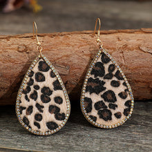 Load image into Gallery viewer, Zircon PU Leopard Teardrop Earrings
