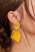 Carregar imagem no visualizador da galeria, Geometrical Shape Zinc Alloy Frame Resin Dangle Earrings
