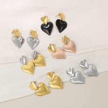 Carregar imagem no visualizador da galeria, Stainless Steel Double Heart Earrings
