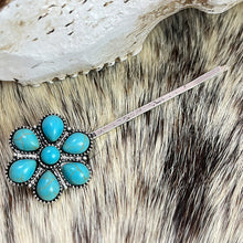 Carregar imagem no visualizador da galeria, Turquoise Alloy Hairpin
