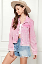 Load image into Gallery viewer, Veveret Button Up Cropped Denim Jacket
