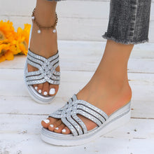 Carregar imagem no visualizador da galeria, Rhinestone Open Toe Wedge Sandals
