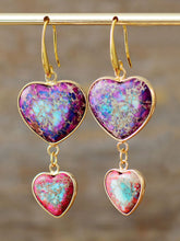 Carregar imagem no visualizador da galeria, Heart Shape Imperial Jasper Dangle Earrings
