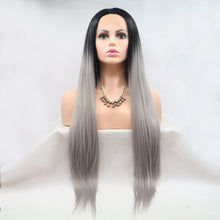 Carregar imagem no visualizador da galeria, 13*3&quot; Lace Front Wigs Synthetic Long Straight 24&quot; 130% Density
