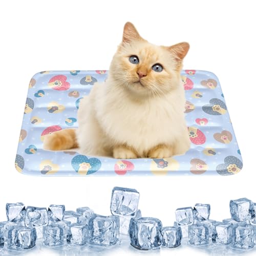 lesypet Cooling Mat for Dog Cat, Ice Silk Sleeping Pad Keep Cooling for Pets Summer Waterproof Easy Carry Indoor & Outdoor Car Seats, Small Blue (11.8