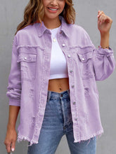 Carregar imagem no visualizador da galeria, Distressed Drop Shoulder Denim Jacket
