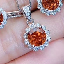 Load image into Gallery viewer, Silver-Plated Zircon Flower Shape Pendant Necklace
