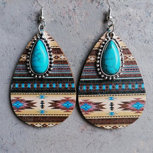 Carregar imagem no visualizador da galeria, Artificial Turquoise Geometric Teardrop Earrings
