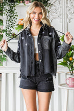 Carregar imagem no visualizador da galeria, Veveret Star Embroidered Hooded Denim Jacket
