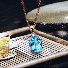 Load image into Gallery viewer, Rose Gold-Plated Artificial Gemstone Pendant Necklace
