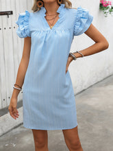 Load image into Gallery viewer, Ruffled Notched Cap Sleeve Mini Dress
