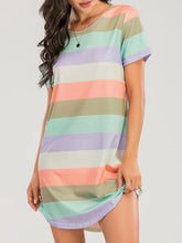 Carregar imagem no visualizador da galeria, Striped Round Neck Short Sleeve Tee Dress
