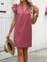 Load image into Gallery viewer, Ruffled Notched Cap Sleeve Mini Dress
