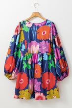 Carregar imagem no visualizador da galeria, Plus Size Printed Tie Neck Long Sleeve Dress
