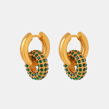 Carregar imagem no visualizador da galeria, Titanium Steel Inlaid Zircon Double-Hoop Earrings
