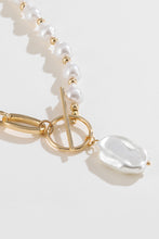 Load image into Gallery viewer, 5-Piece Wholesale Half Pearl Half Chain Toggle Clasp Necklace
