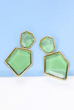 Carregar imagem no visualizador da galeria, Geometrical Shape Zinc Alloy Frame Resin Dangle Earrings
