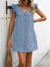 Carregar imagem no visualizador da galeria, Button Up V-Neck Cap Sleeve Mini Dress
