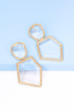 Carregar imagem no visualizador da galeria, Geometrical Shape Zinc Alloy Frame Resin Dangle Earrings
