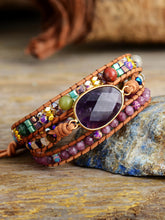 Load image into Gallery viewer, Triple-Layer Amethyst Bracelet
