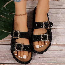 Carregar imagem no visualizador da galeria, Sequin Trim Open Toe Sandals
