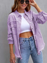 Carregar imagem no visualizador da galeria, Distressed Drop Shoulder Denim Jacket
