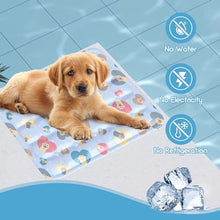 Load image into Gallery viewer, lesypet Cooling Mat for Dog Cat, Ice Silk Sleeping Pad Keep Cooling for Pets Summer Waterproof Easy Carry Indoor &amp; Outdoor Car Seats, Small Blue (11.8&quot;x 15.7&quot;)
