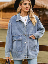 Carregar imagem no visualizador da galeria, Dropped Shoulder Denim Jacket with Pockets
