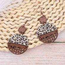 Load image into Gallery viewer, Wooden Cutout Leopard Dangle Earrings
