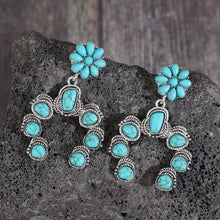 Carregar imagem no visualizador da galeria, Artificial Turquoise Alloy Dangle Earrings
