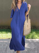 Carregar imagem no visualizador da galeria, Full Size Notched Half Sleeve Midi Dress
