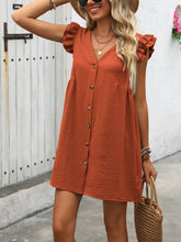 Carregar imagem no visualizador da galeria, Button Up V-Neck Cap Sleeve Mini Dress
