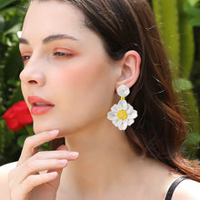 Load image into Gallery viewer, Bead PU Leather Stainless Steel Flower Earrings
