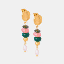 Load image into Gallery viewer, Natural Stone Freshwater Pearl Dangle Earrings
