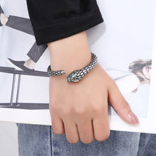 Load image into Gallery viewer, Rhinestone Stainless Steel Snake Shape Bracelet
