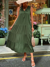 Load image into Gallery viewer, Tiered Tie Neck  Midi Dress
