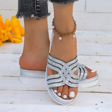 Carregar imagem no visualizador da galeria, Rhinestone Open Toe Wedge Sandals
