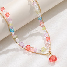 Carregar imagem no visualizador da galeria, Beaded Double-Layered Heart Pendant Necklace
