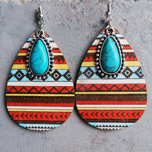 Carregar imagem no visualizador da galeria, Artificial Turquoise Geometric Teardrop Earrings
